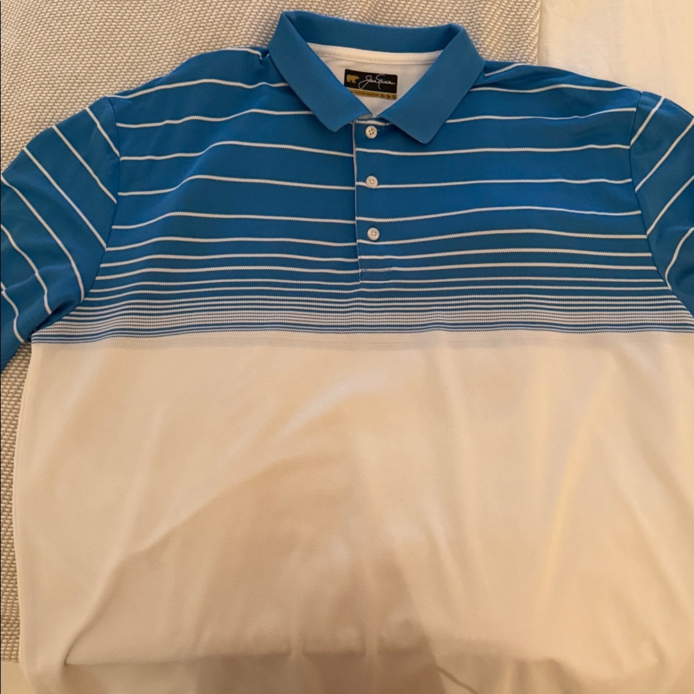 Tommy Bahama Striped Blue and White Polo Shirt